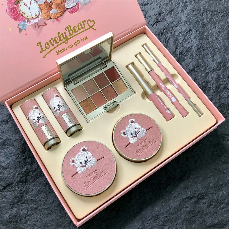 Cute Bear Makeup Cosmetics Sets Velvet Matte Lipstick Ivory Air Cushion Loose Powder Liquid Eyeliner Mascara Make Up Tools Kits
Cute Bear Makeup Cosmetics Sets Velvet Matte Lipstick Ivory Air Cushion Loose Powder Liquid Eyeliner Mascara Make Up Tools Kits