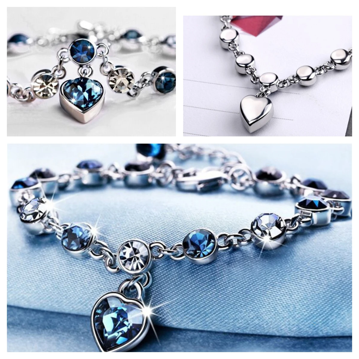 Sweet Blue Deep Sea Heart Fashion Women's Bracelet Charm Rhinestone Alloy Glitter Jewelry Expressing Love Engagement Wedding Gif
Sweet Blue Deep Sea Heart Fashion Women's Bracelet Charm Rhinestone Alloy Glitter Jewelry Expressing Love Engagement Wedding Gif