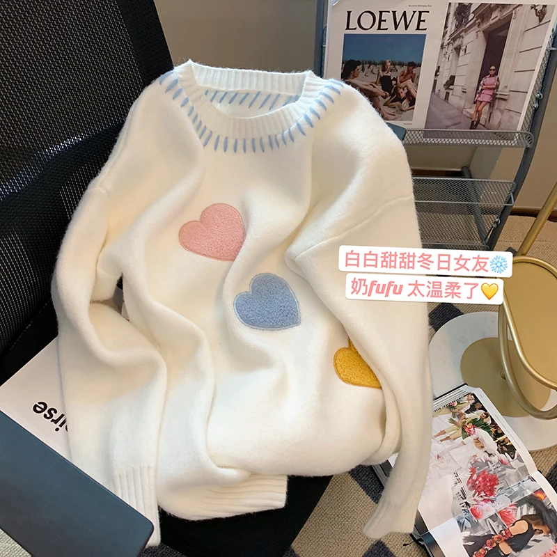 Women'S Sweater Spring And Autumn Love Decal Loose Pullover Long Sleeve Lazy Retro Y2k Knitted Sweater Ins New Product
Women'S Sweater Spring And Autumn Love Decal Loose Pullover Long Sleeve Lazy Retro Y2k Knitted Sweater Ins New Product