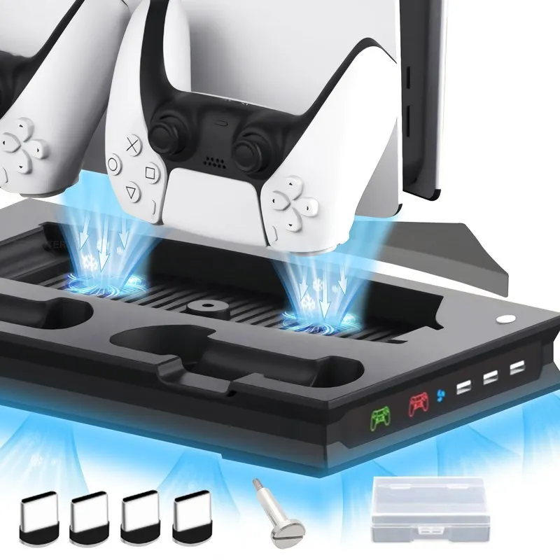 For PS5 Cooling Stand 2 Cooler Fan 2 Controller Charger Gamepad Charging Dock Station 3 USB for playstation 5 Console Dualsense
For PS5 Cooling Stand 2 Cooler Fan 2 Controller Charger Gamepad Charging Dock Station 3 USB for playstation 5 Console Dualsense