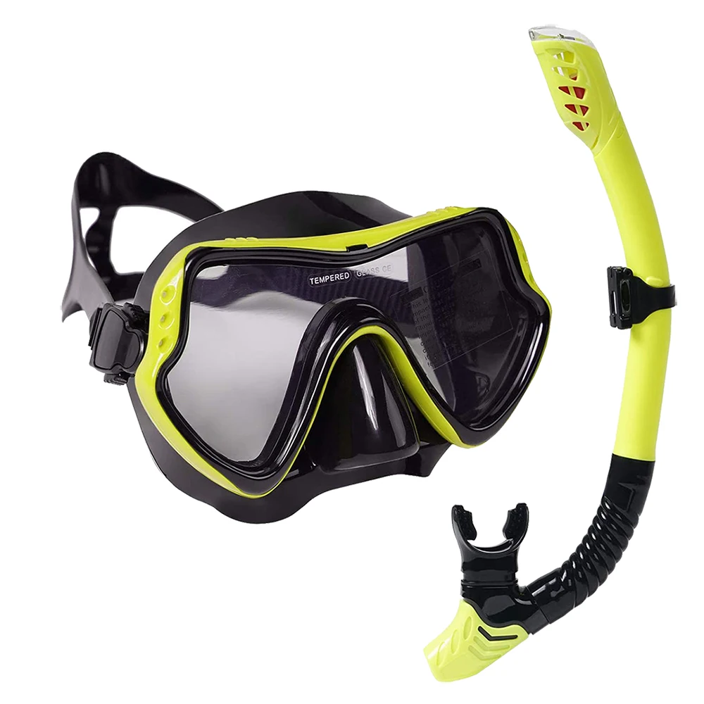 

Scuba Snorkeling Diving Set Mask and Snorkels Anti-Fog Goggles Glasses Diving Swimming Easy Breath Tube Set Snorkel Mask