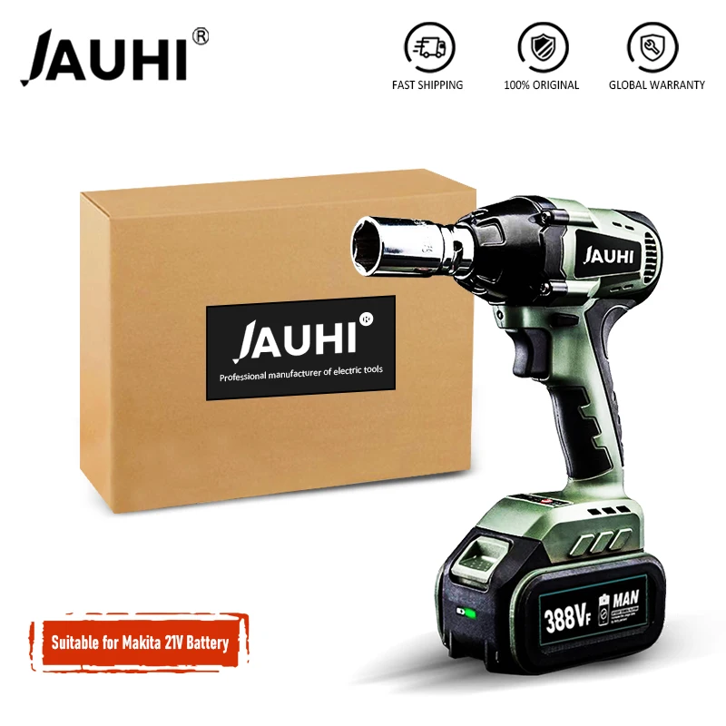 JAUHI 520N.m Brushless Electric Wrench Socket Wrench Cordless Impact Wrench Car Repair Power Tool with 21V 20000mah Battery
JAUHI 520N.m Brushless Electric Wrench Socket Wrench Cordless Impact Wrench Car Repair Power Tool with 21V 20000mah Battery