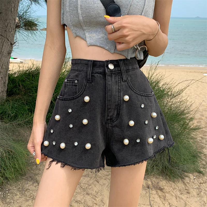 Women Summer Korean Version of High Waist Slimming Casual Beaded Pants Denim Shorts Vintage Streetwear Fashion Wide Leg Pants
Women Summer Korean Version of High Waist Slimming Casual Beaded Pants Denim Shorts Vintage Streetwear Fashion Wide Leg Pants