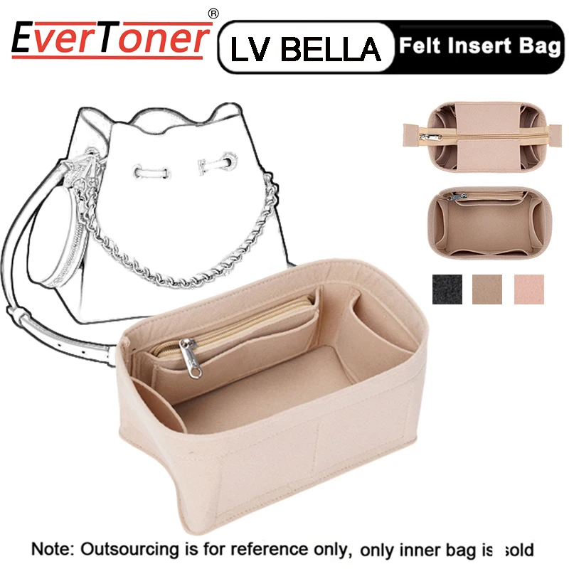 

EverToner Fits For LV BELLA Bucket Bag Felt Cloth Insert Bag Organizer Makeup Handbag Travel Inner Purse Cosmetic Bags Liner