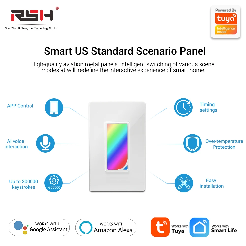 US WiFi Smart Wall Switch Push Button Timer Relay Switch RGB LED Night Light Works with Alexa Google Home Lamp
US WiFi Smart Wall Switch Push Button Timer Relay Switch RGB LED Night Light Works with Alexa Google Home Lamp