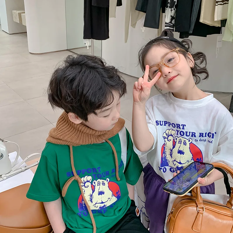 MILA CHOU 2022 Summer Children's Casual Cartoon Bear Short Sleeve T-shirt Baby Boy Girl Cotton O-neck Tee Top Kids Clothes 2-8Y
MILA CHOU 2022 Summer Children's Casual Cartoon Bear Short Sleeve T-shirt Baby Boy Girl Cotton O-neck Tee Top Kids Clothes 2-8Y
