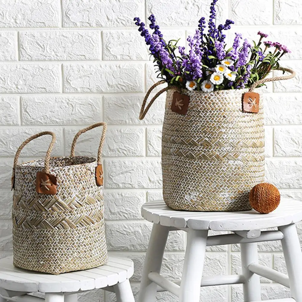Seagrass Woven Storage Baskets Garden Flower Vase Hanging Basket Rattan Planter Potted Organizer Home Laundry Basket with Handle
Seagrass Woven Storage Baskets Garden Flower Vase Hanging Basket Rattan Planter Potted Organizer Home Laundry Basket with Handle