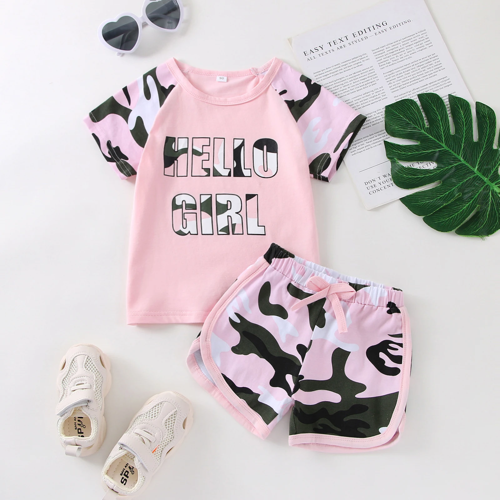 Toddler Girls Casual Two Piece Camo Leopard Print Crew Neck Short Sleeve Top and Sports Shorts Clothing Set Sports Baby Clothes
Toddler Girls Casual Two Piece Camo Leopard Print Crew Neck Short Sleeve Top and Sports Shorts Clothing Set Sports Baby Clothes