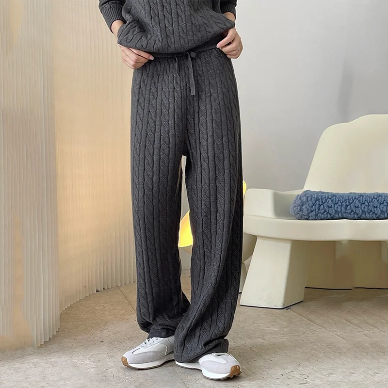 2023 Woman Wide Leg Pants Kniited Drawstring Long Length Hemp Pattern Thickened Loose Casual Style Autumn Fashion
2023 Woman Wide Leg Pants Kniited Drawstring Long Length Hemp Pattern Thickened Loose Casual Style Autumn Fashion