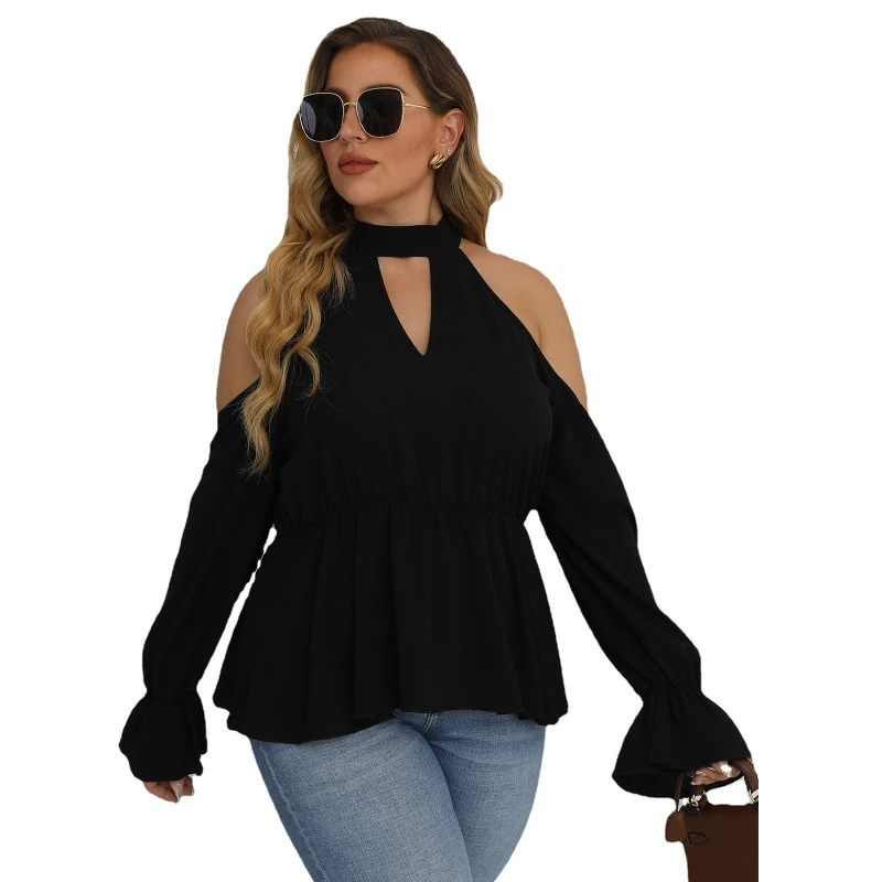 Women Long Sleeve Blouse Shirt Cold Shoulder Halter Neck Bandage Keyhole Casual Loose Pullover Peplum Tops
Women Long Sleeve Blouse Shirt Cold Shoulder Halter Neck Bandage Keyhole Casual Loose Pullover Peplum Tops