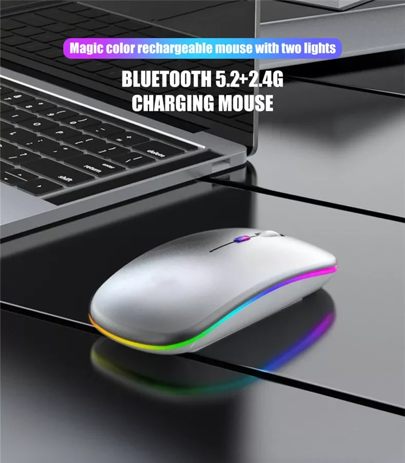 Bluetooth Wireless With USB Rechargeable RGB Mouse BT5.2 For Laptop Computer PC Macbook Gaming Mouse 2.4GHz 1600DPI
Bluetooth Wireless With USB Rechargeable RGB Mouse BT5.2 For Laptop Computer PC Macbook Gaming Mouse 2.4GHz 1600DPI