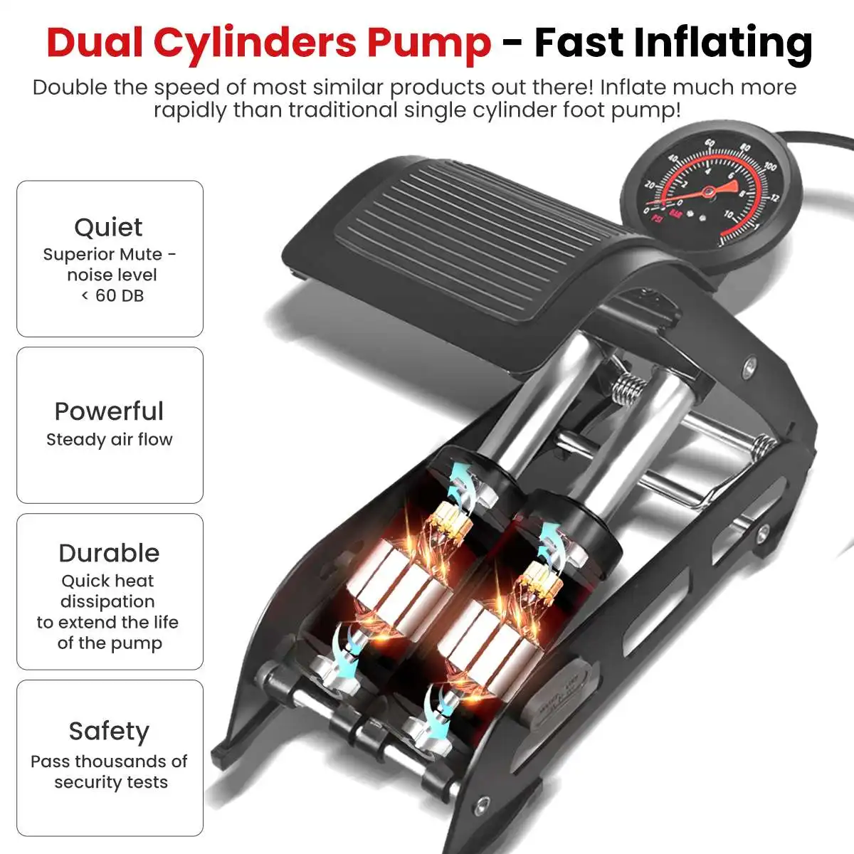 Portable Bicycle Foot Pump High Pressure Air Compressor Car Air Pump Tire Inflator Car Wheels Inflator Professional Bike Pump
Portable Bicycle Foot Pump High Pressure Air Compressor Car Air Pump Tire Inflator Car Wheels Inflator Professional Bike Pump