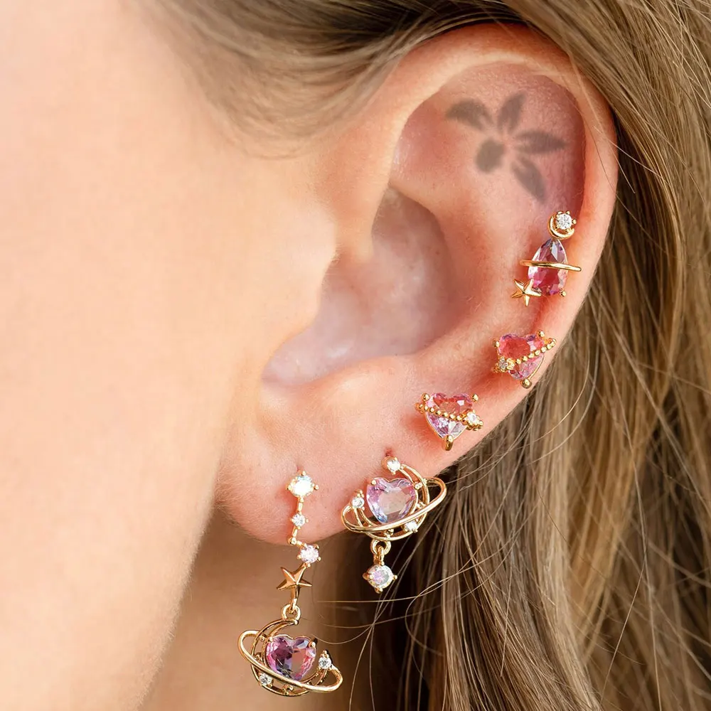 2Pc Korea Fashion Pink Zircon Crystal Heart Moon Asymmetric Stud Earrings For Women Sweet Girls Cartilage Piercing Jewelry Gifts
2Pc Korea Fashion Pink Zircon Crystal Heart Moon Asymmetric Stud Earrings For Women Sweet Girls Cartilage Piercing Jewelry Gifts