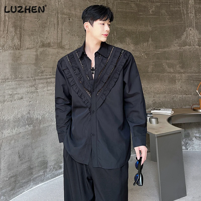 LUZHEN Mesh Patchwork Shirts Trend Men's Summer New Fashion Male Clothing Korean Style Printing Spliced Long Sleeve Tops 17fb74
LUZHEN Mesh Patchwork Shirts Trend Men's Summer New Fashion Male Clothing Korean Style Printing Spliced Long Sleeve Tops 17fb74