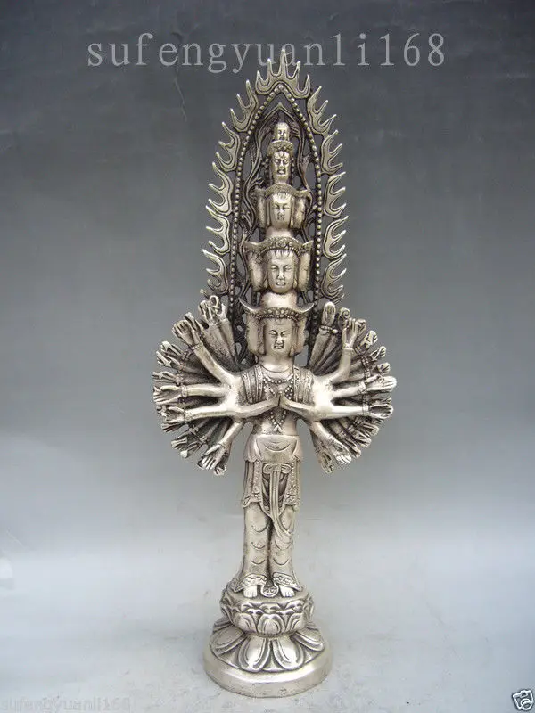 14"Collectible Decorated Old Handwork Tibet Silver Buddha bodhisattva statues metal handicraft
14"Collectible Decorated Old Handwork Tibet Silver Buddha bodhisattva statues metal handicraft