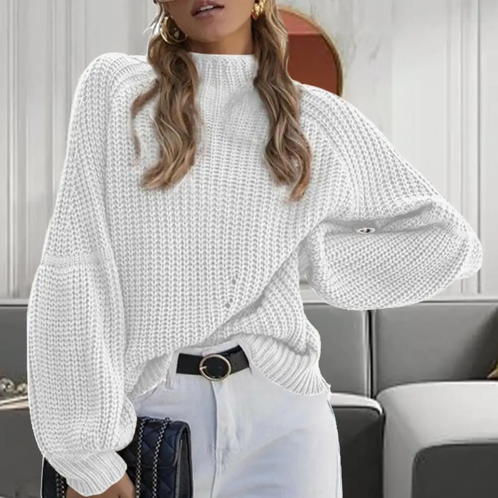 Casual Sweater Half High Collar Lantern Long Sleeves Thickened Women Knitwear Winter Solid Color Warm Jumper Female Clothing
Casual Sweater Half High Collar Lantern Long Sleeves Thickened Women Knitwear Winter Solid Color Warm Jumper Female Clothing
