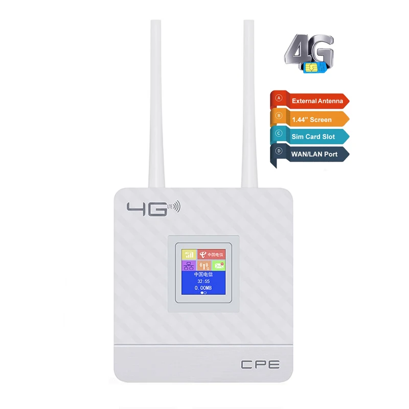 CPE903 CAT4 Asia Europe Africa Unlocked Wireless Modem USB 4G Wifi Router With Sim Card Slot RJ45 LAN Port LCD Display Screen
CPE903 CAT4 Asia Europe Africa Unlocked Wireless Modem USB 4G Wifi Router With Sim Card Slot RJ45 LAN Port LCD Display Screen