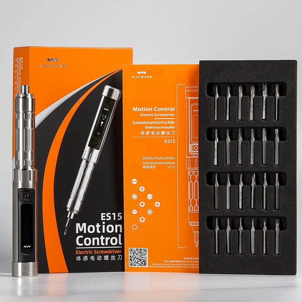 ES15 Smart Cordless Rechargeable Multifunctional Household Motion Control Screwdrivers with 24pcs Bits Phone Computer Repair
ES15 Smart Cordless Rechargeable Multifunctional Household Motion Control Screwdrivers with 24pcs Bits Phone Computer Repair