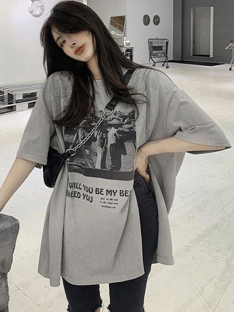 Summer Cotton Graphic Tees Women Fashion Oversized T Shirt Creative Split Side Long T-shirt O-Neck Women T-Shirts Tops
Summer Cotton Graphic Tees Women Fashion Oversized T Shirt Creative Split Side Long T-shirt O-Neck Women T-Shirts Tops