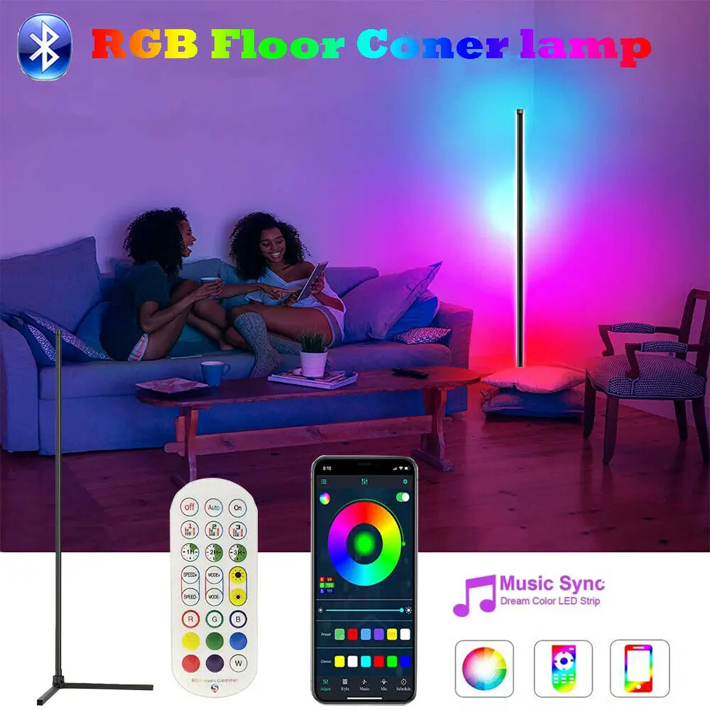 Living Room Dimmable Corner Floor Lamp RGB Modern Indoor Lighting with Smart Remote APP Control LED Lights Bedroom Standing | Освещение