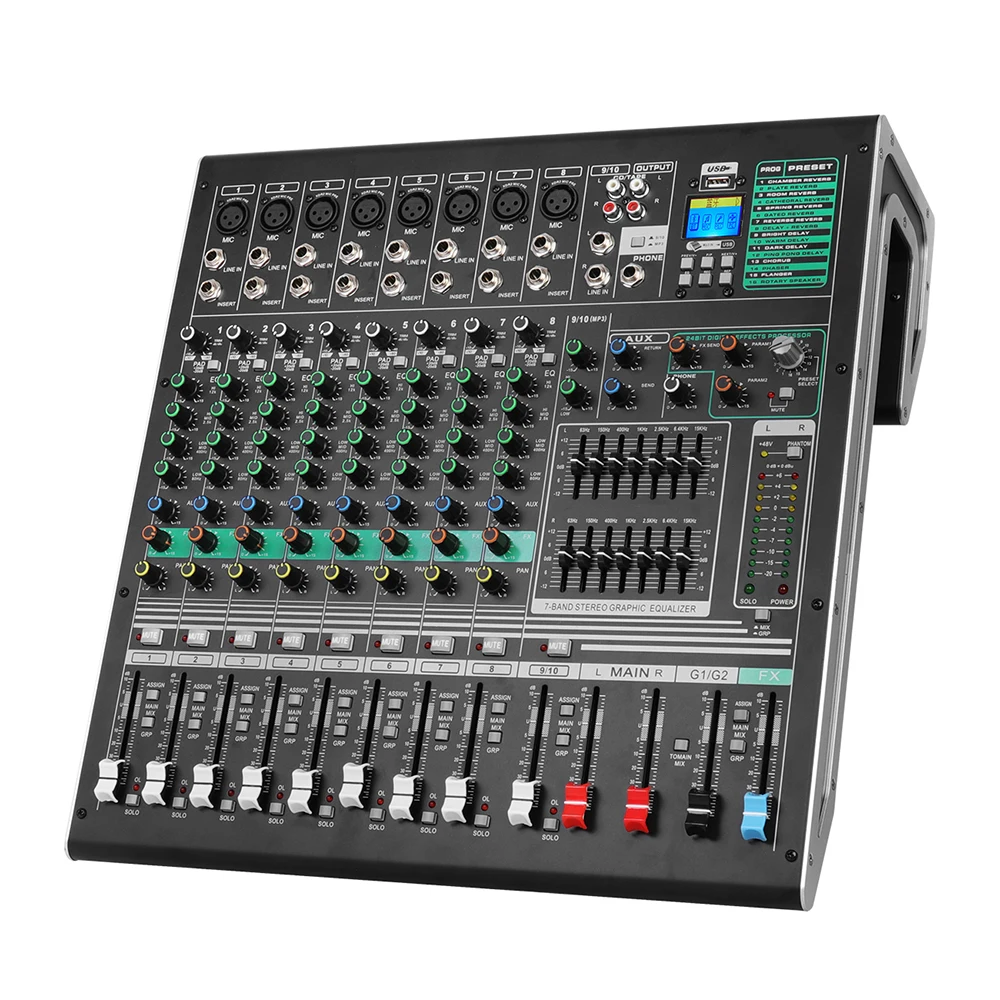 Biner DX10C Hot Sale Professional 48 V Phantom Power Sound Card USB 10 Channel professional audio mixer for Stage Performance
Biner DX10C Hot Sale Professional 48 V Phantom Power Sound Card USB 10 Channel professional audio mixer for Stage Performance