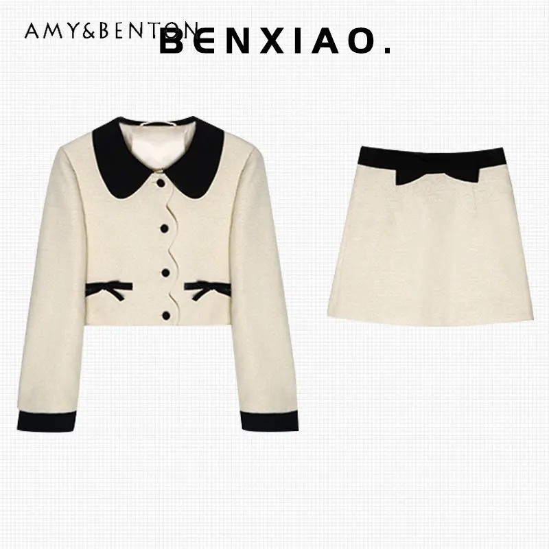 Short Coat and A-line Skirt Suit for Female Autumn New Sweet Temperament Twinset Ladies Elegant Single Breasted Coat and Skirt
Short Coat and A-line Skirt Suit for Female Autumn New Sweet Temperament Twinset Ladies Elegant Single Breasted Coat and Skirt