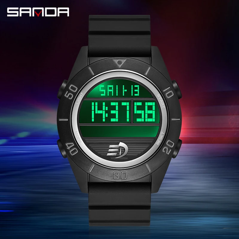 

2023 Digital Watch Men Military Army Sport Chronograph Date SANDA 6085 Wristwatch Band Week 50m Waterproof Male Electronic Clock