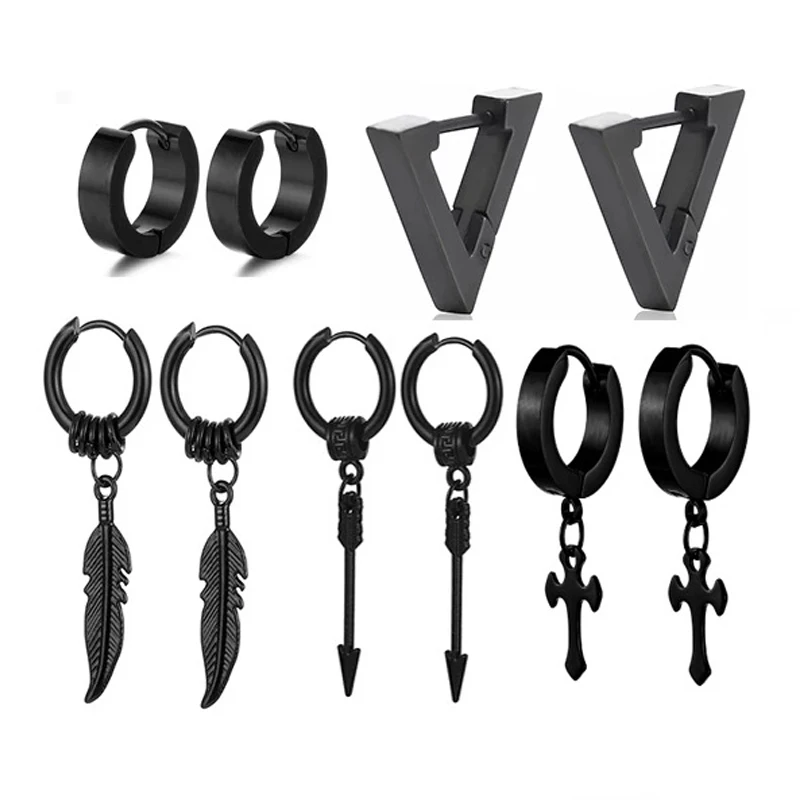 Set of 5, a Pair of Packing Earrings, Women's/men's Street Hip-hop Stainless Steel Black Diversified Pendants, Hollow Ear Buckle
Set of 5, a Pair of Packing Earrings, Women's/men's Street Hip-hop Stainless Steel Black Diversified Pendants, Hollow Ear Buckle