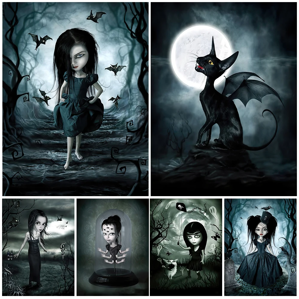 Mistress Of The Bats Gothic Wall Art Canvas Painting Princess And Bat Cat In The Cemetery Art Poster And Prints Home Decoration
Mistress Of The Bats Gothic Wall Art Canvas Painting Princess And Bat Cat In The Cemetery Art Poster And Prints Home Decoration