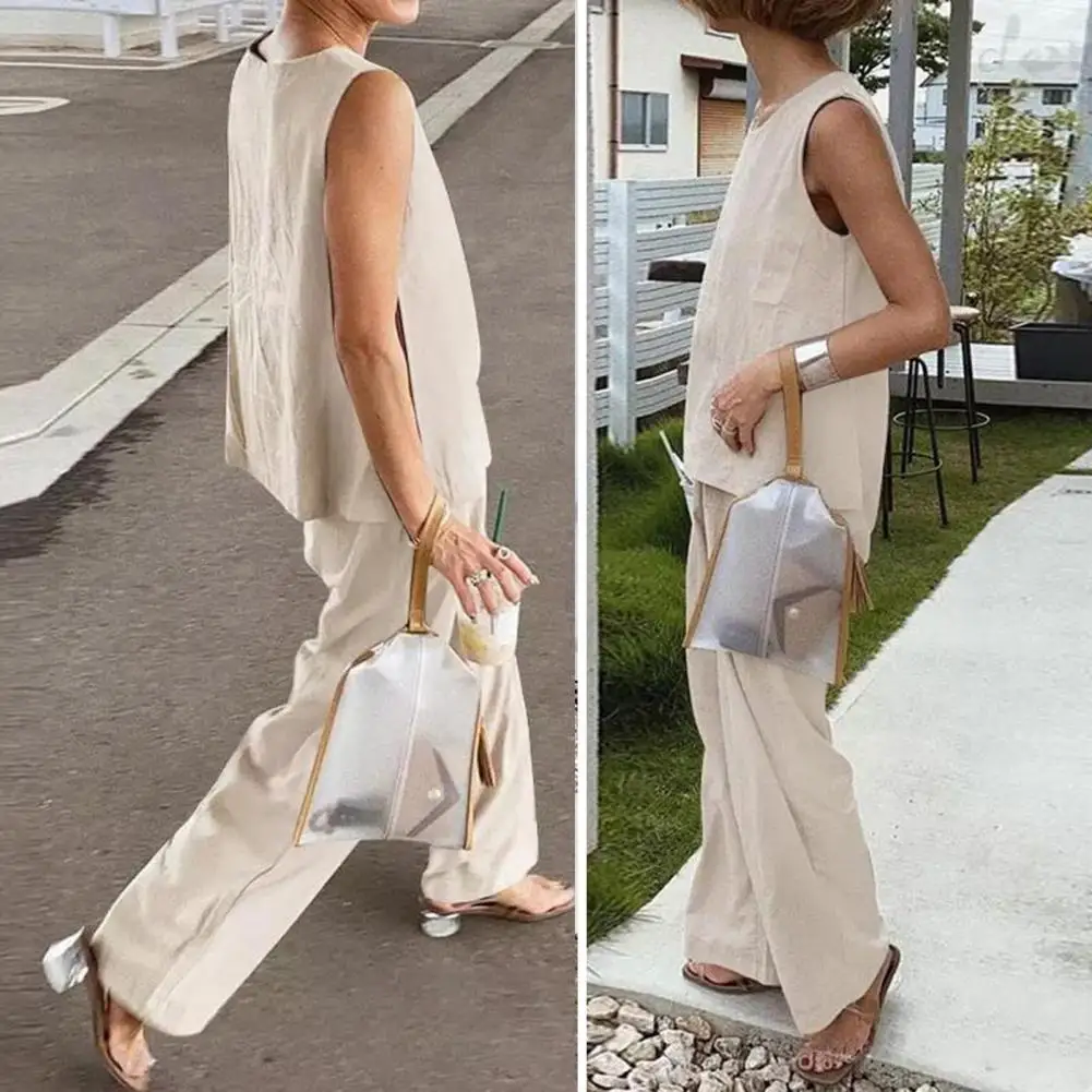 1 Set Top Pants Set Tracksuit Women Solid Color Split Elegant Loose Women O Neck Tracksuit Outfit Sets ensemble femme 2 pièces
1 Set Top Pants Set Tracksuit Women Solid Color Split Elegant Loose Women O Neck Tracksuit Outfit Sets ensemble femme 2 pièces