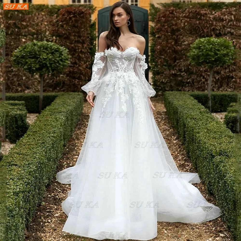 Boho Long Puff Sleeves Wedding Dress For Women 2022 Vestido De Novia Custom Made Hochzeitskleid Appliques Beach Bride Dresses
Boho Long Puff Sleeves Wedding Dress For Women 2022 Vestido De Novia Custom Made Hochzeitskleid Appliques Beach Bride Dresses