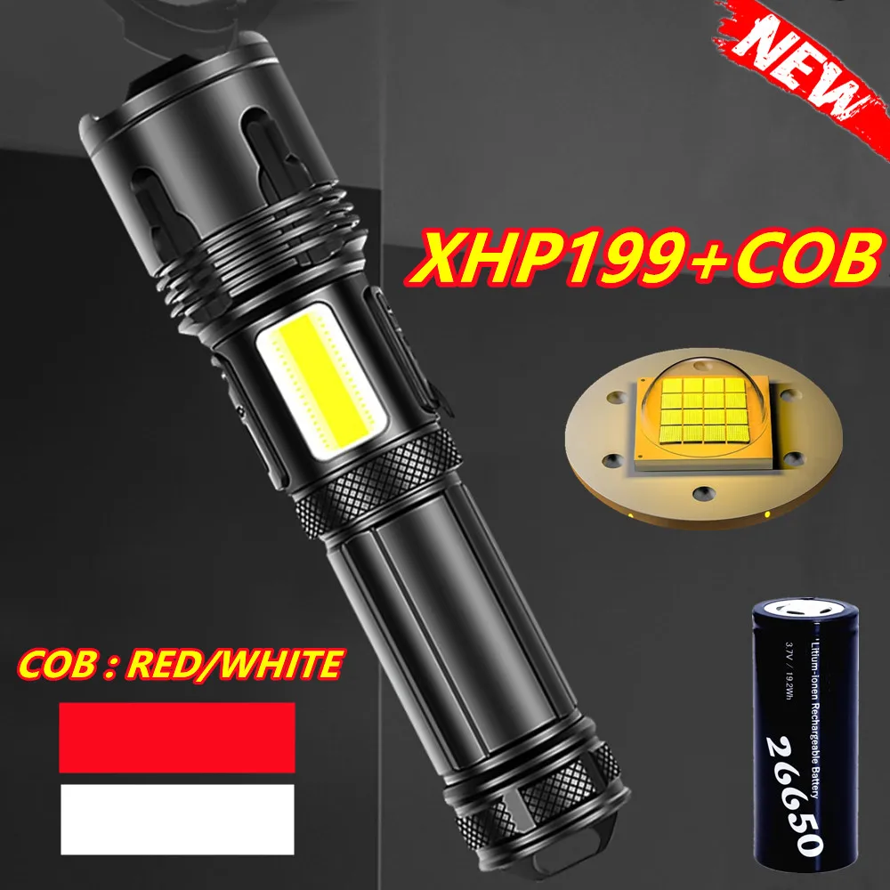 880000 LM XHP199 Super Powerful Led Flashlight 18650 26650 Torch Rechargeable USB Tactical Flashlight High Power COB Flash Light
880000 LM XHP199 Super Powerful Led Flashlight 18650 26650 Torch Rechargeable USB Tactical Flashlight High Power COB Flash Light