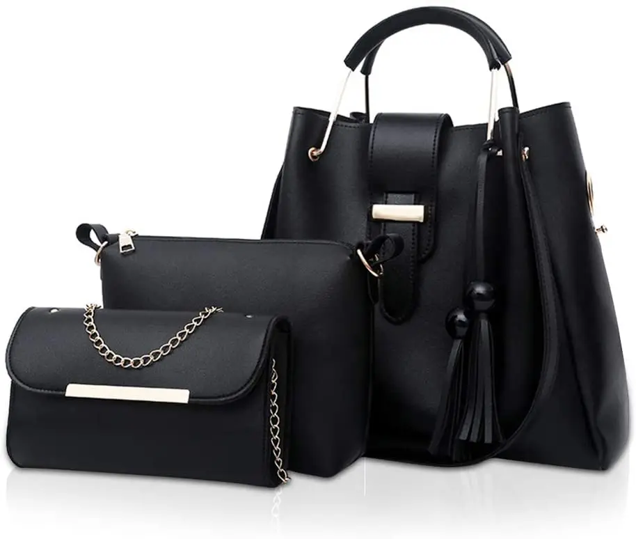 Women's Handbags 3 Pcs Shoulder Bag Chain Tote Wallet Bag Shoulder Bags Black
Women's Handbags 3 Pcs Shoulder Bag Chain Tote Wallet Bag Shoulder Bags Black