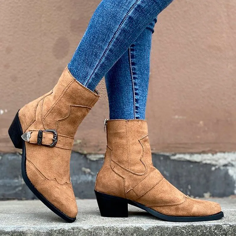 New Women Boots Flock Pointed Toe Mid Heel Ankle Boots Buckle Back Zipper Sewing Casual Shoes Ladies Roman Comfort Plus Size
New Women Boots Flock Pointed Toe Mid Heel Ankle Boots Buckle Back Zipper Sewing Casual Shoes Ladies Roman Comfort Plus Size