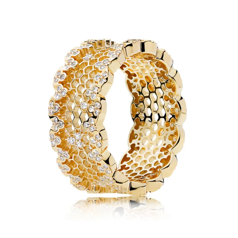 Authentic 925 Sterling Silver pan Ring OPen work Golden Shine Honeycomb Lace Rings For Women Wedding Party Gift Fine Jewelry
Authentic 925 Sterling Silver pan Ring OPen work Golden Shine Honeycomb Lace Rings For Women Wedding Party Gift Fine Jewelry