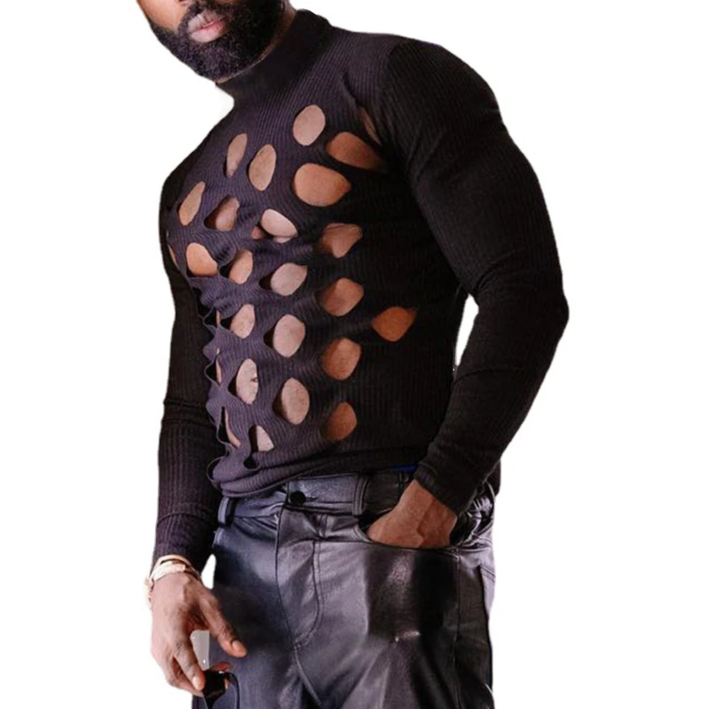 Sport Casual Mens Tops T-Shirt Male Muscle Nightclub Party Ripped See Through Sexy Slim Tee Breathable Fashion
Sport Casual Mens Tops T-Shirt Male Muscle Nightclub Party Ripped See Through Sexy Slim Tee Breathable Fashion