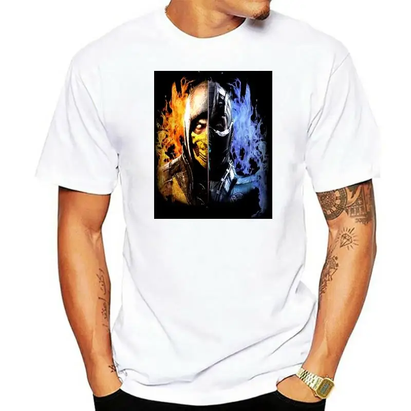 

Мужские футболки с принтом Mortal Kombat X Скорпион VS Sub Zero одежда MKX Liu Kang популярная футболка для файтингов модные хлопковые футболки с принтом