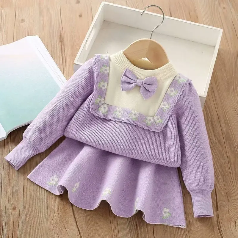 Girls Suits Long Sleeve Kids Sweaters Bow Kids Wear Knitted Cardigan Top Skirt Clothing Suit for Children Baby Girl Sets 2-6Yrs
Girls Suits Long Sleeve Kids Sweaters Bow Kids Wear Knitted Cardigan Top Skirt Clothing Suit for Children Baby Girl Sets 2-6Yrs