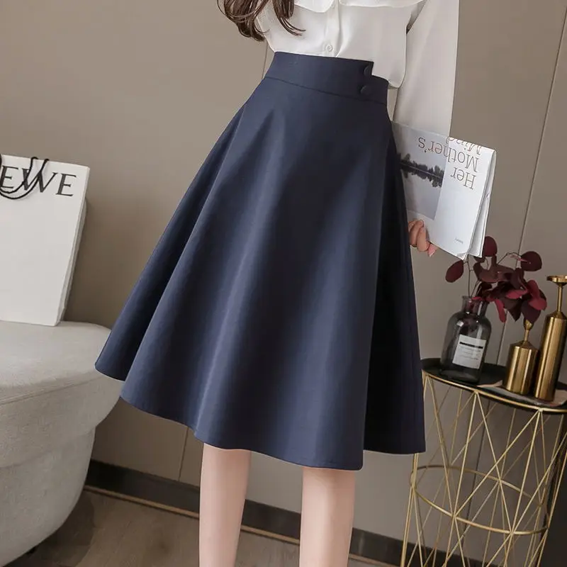 2022 Women Spring Autumn New High Waist Midi A-line Skirts Female Loose Big Swing Skirts Ladies Solid Color OL Skirts I274
2022 Women Spring Autumn New High Waist Midi A-line Skirts Female Loose Big Swing Skirts Ladies Solid Color OL Skirts I274