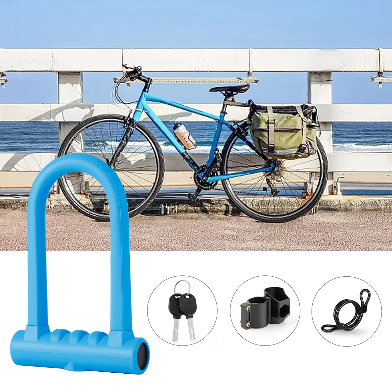 Bicycle U Lock Silicone MTB Road Bike Anti-Theft U-Lock With Steel Cable Mounting Bracket Set Cycling Accessories
Bicycle U Lock Silicone MTB Road Bike Anti-Theft U-Lock With Steel Cable Mounting Bracket Set Cycling Accessories