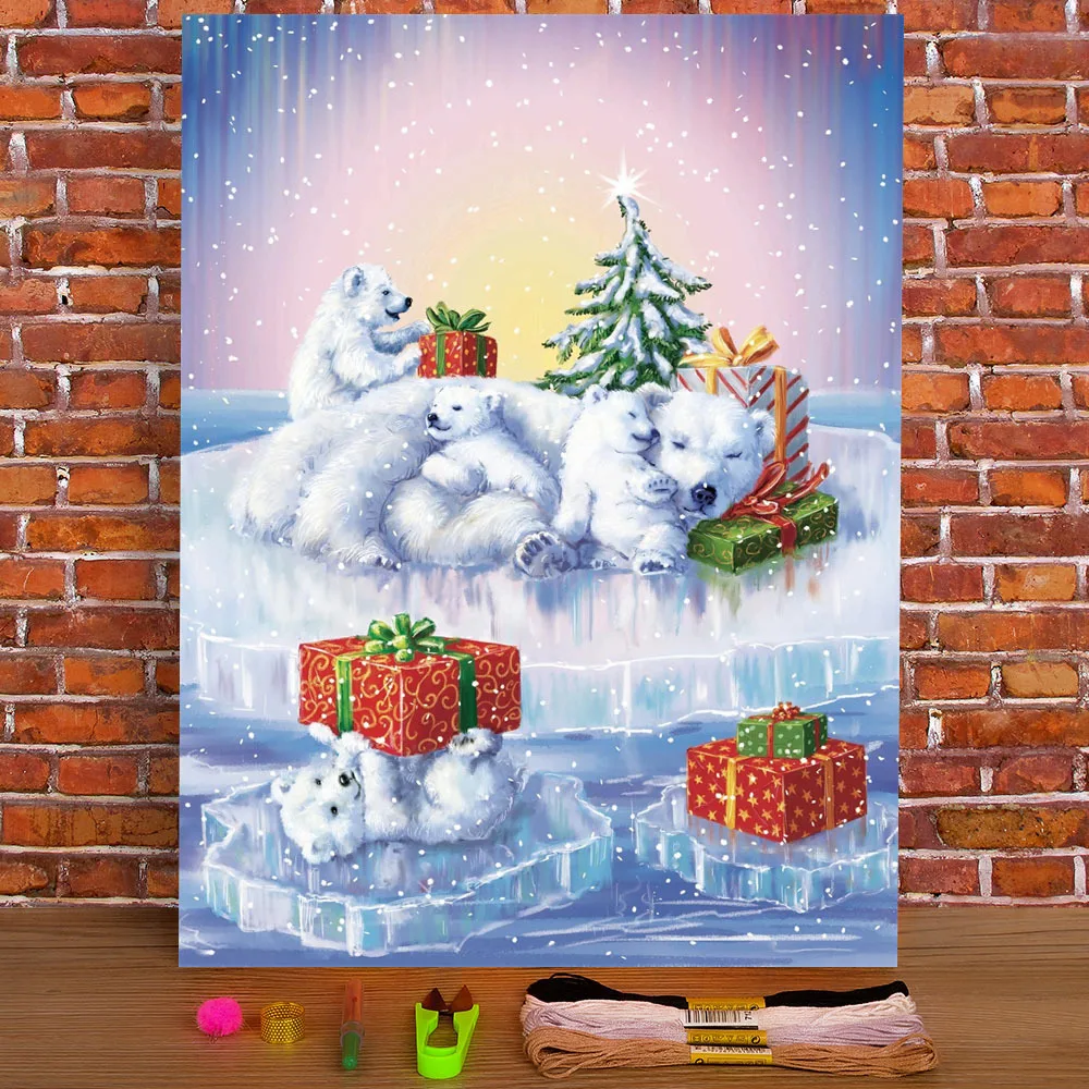 Набор для вышивки крестом 11CT с изображением рождественского животного и белого медведя 
Набор для вышивки крестом 11CT с изображением рождественского животного и белого медведя