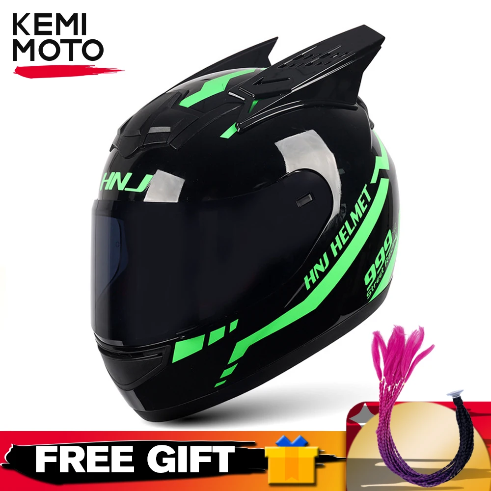 Helmets Motorcycle Personality Horn Motocross Helmet Full Face Motorbike Helmet Breathable Casco Ear Moto Helmets for Men Women
Helmets Motorcycle Personality Horn Motocross Helmet Full Face Motorbike Helmet Breathable Casco Ear Moto Helmets for Men Women