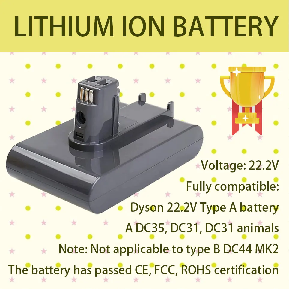 Аккумулятор BATTOOL, совместимый с аккумулятором Dyson типа A DC34 DC31 DC35 DC44 917083-01, ручной пылесос
Аккумулятор BATTOOL, совместимый с аккумулятором Dyson типа A DC34 DC31 DC35 DC44 917083-01, ручной пылесос
