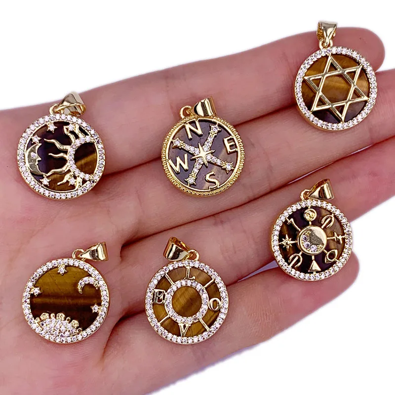 Vintage Brown Tiger Eyes Stone Round Necklace Pendant Love Alphabet/Moon/Star Of David Zircon Luxury Jewelry Man Accessories
Vintage Brown Tiger Eyes Stone Round Necklace Pendant Love Alphabet/Moon/Star Of David Zircon Luxury Jewelry Man Accessories