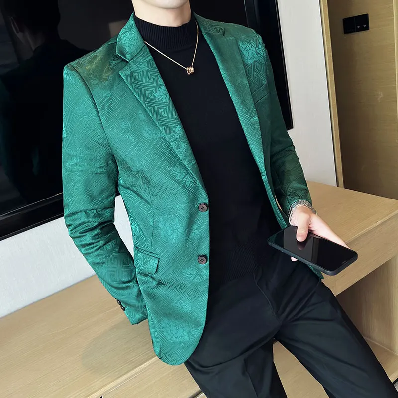 Fashion Green Floral Jacquard Pattern Men Blazers Formal Business Office Casual Jacket Luxury Wedding Social Tuxedo Suit Jacket
Fashion Green Floral Jacquard Pattern Men Blazers Formal Business Office Casual Jacket Luxury Wedding Social Tuxedo Suit Jacket