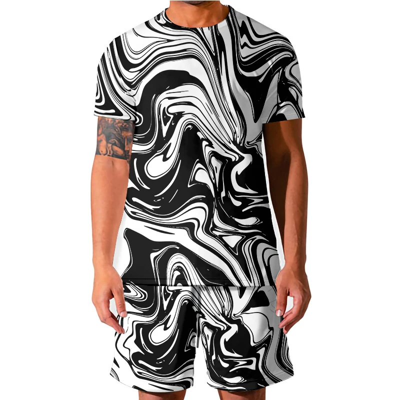 Black White Ink Men T-shirt Shorts Sets Printing Summer Short Sleeve Shirt Beach Shorts Streetwear Casual Mens Suit 2 Pieces
Black White Ink Men T-shirt Shorts Sets Printing Summer Short Sleeve Shirt Beach Shorts Streetwear Casual Mens Suit 2 Pieces