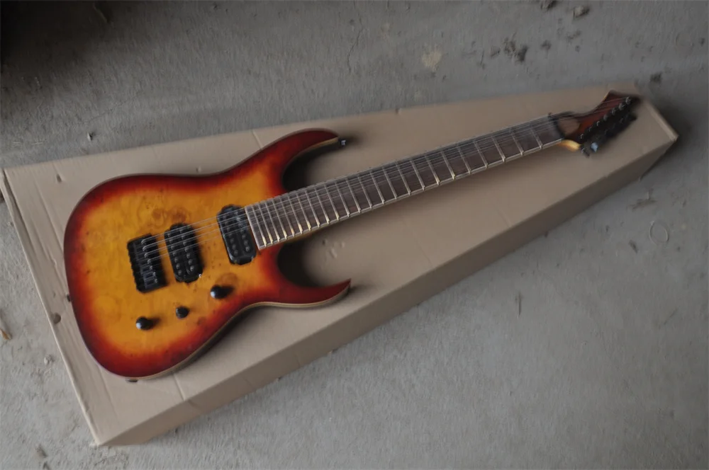 7 String Sunburst Electric Guitar Tree Knuckle Veneer top 8 String Natural color neck through body Guitar real photos stock 2238
7 String Sunburst Electric Guitar Tree Knuckle Veneer top 8 String Natural color neck through body Guitar real photos stock 2238
