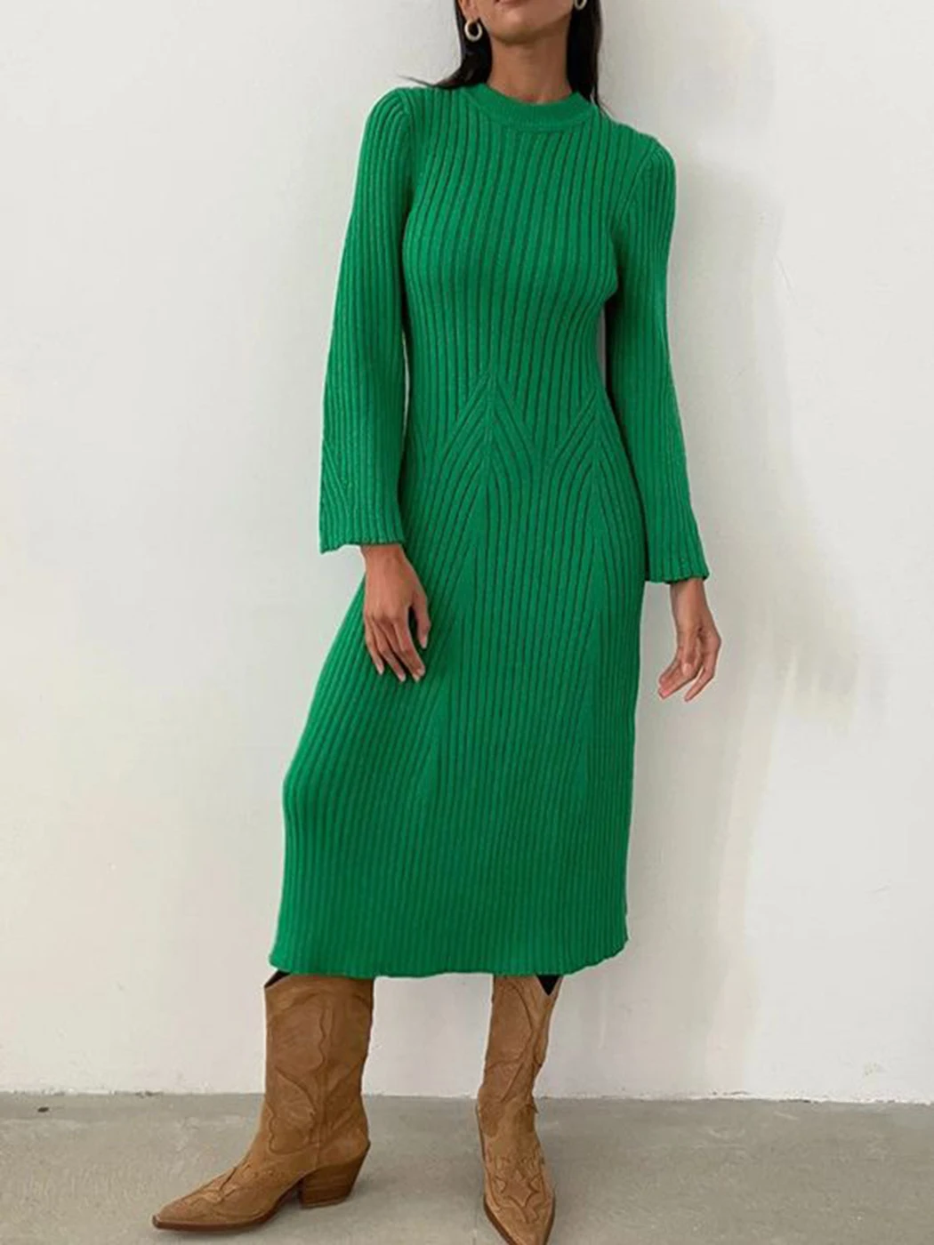 2023 New Fall Pit Stripe Midi Long Dresses For Women Half Collar Elegant Casual Solid Color Autumn Winter Knit Dress Fashion
2023 New Fall Pit Stripe Midi Long Dresses For Women Half Collar Elegant Casual Solid Color Autumn Winter Knit Dress Fashion