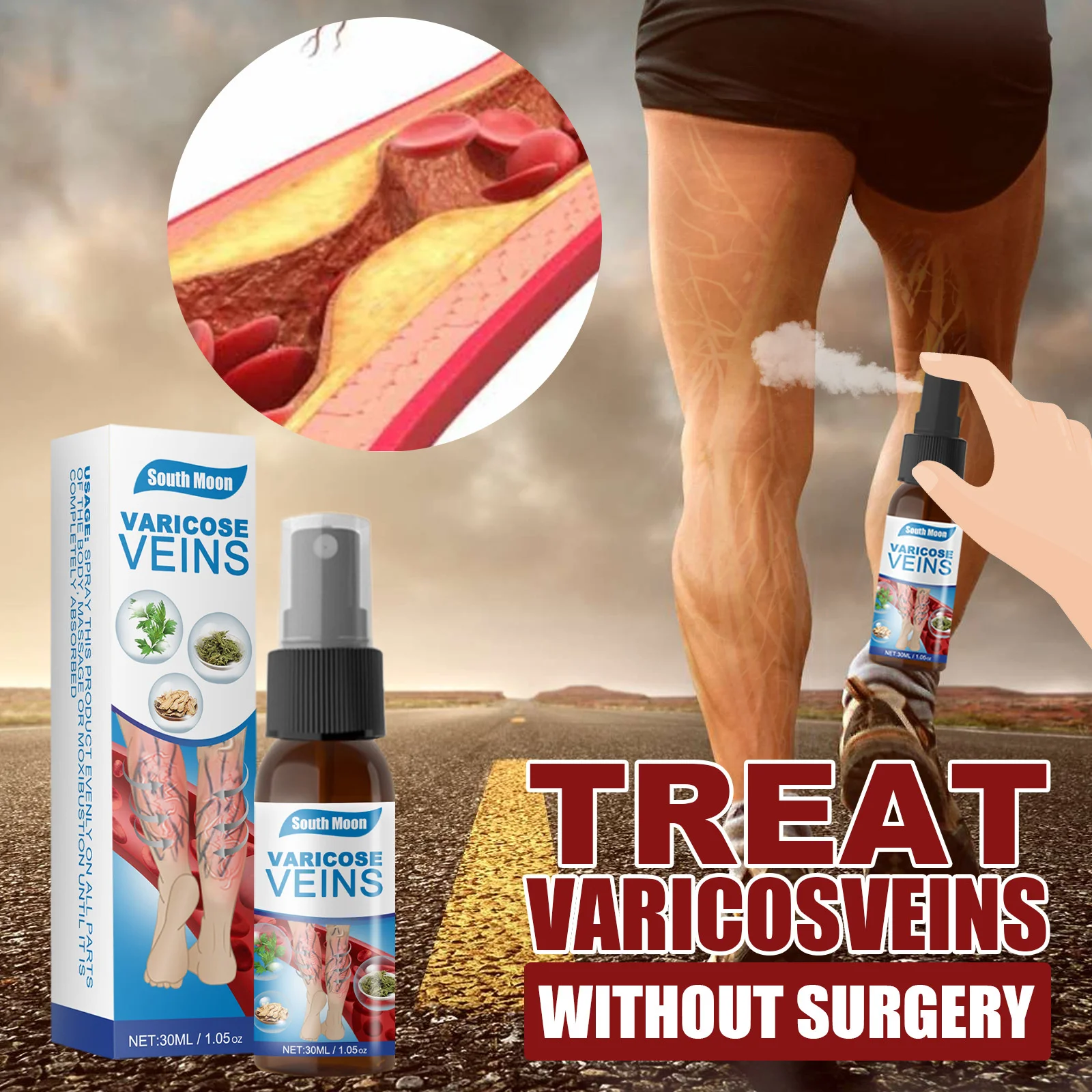 Herbal Varicose Veins Treatment Spray Effective Removal Vasculitis Phlebitis Spider Leg Pain Relief Angiitis Body Care Products
Herbal Varicose Veins Treatment Spray Effective Removal Vasculitis Phlebitis Spider Leg Pain Relief Angiitis Body Care Products