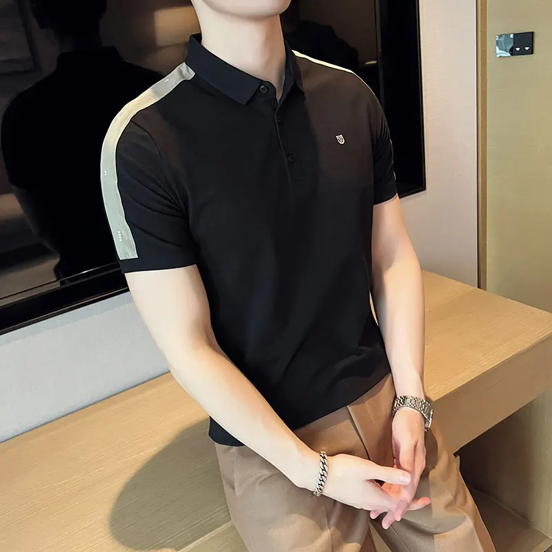 Summer Splicing Polo Shirts Men Summer Short Sleeve Lapel Tee Tops Men Clothing Slim Casual T-shirts Business Social Polos
Summer Splicing Polo Shirts Men Summer Short Sleeve Lapel Tee Tops Men Clothing Slim Casual T-shirts Business Social Polos